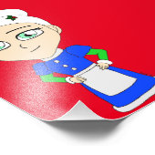 チビ（小さくかわいく書いた感じ）ミセス・クロース・ブルー・スーツ フォトプリント            (角)