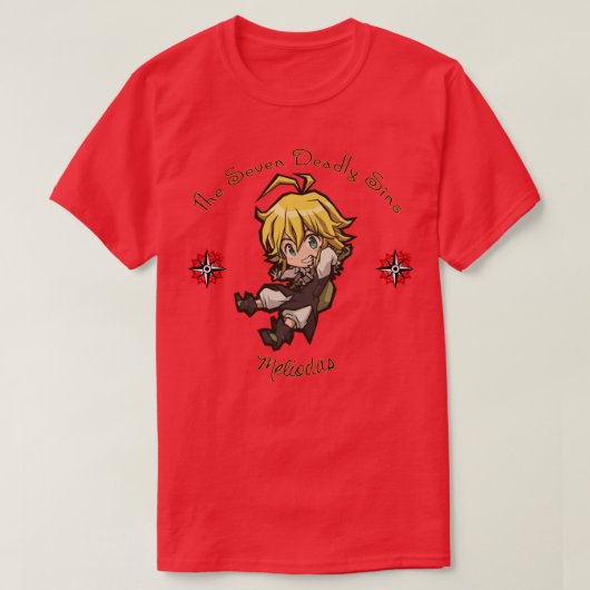 チビ（小さくかわいく書いた感じ）メリオダ Tシャツ (デザイン正面)