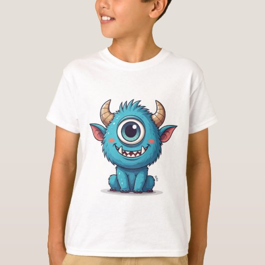 チビ(小さくかわいく書いた感じ)モンスターTシャツ Tシャツ (正面)