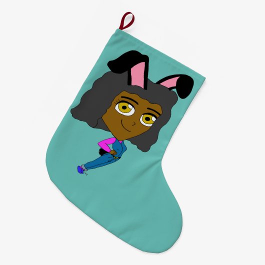 チビ（小さくかわいく書いた感じ） ラージクリスマスストッキング (正面 (吊り時))