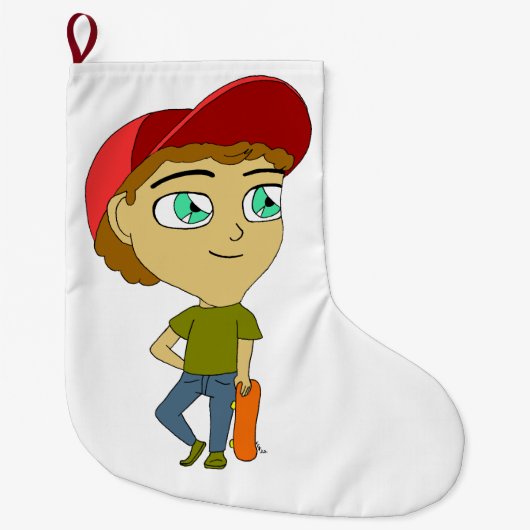 チビ（小さくかわいく書いた感じ） ラージクリスマスストッキング (正面)