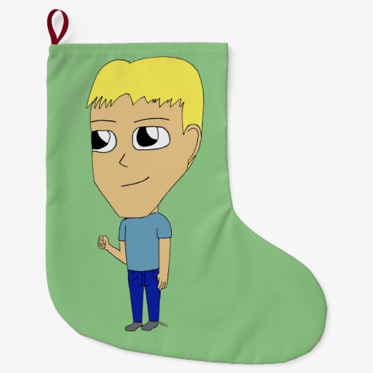 チビ（小さくかわいく書いた感じ） ラージクリスマスストッキング (正面)