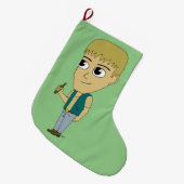 チビ（小さくかわいく書いた感じ） ラージクリスマスストッキング (正面 (吊り時))
