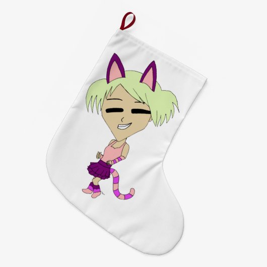 チビ（小さくかわいく書いた感じ） ラージクリスマスストッキング (正面 (吊り時))