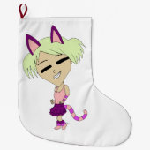 チビ（小さくかわいく書いた感じ） ラージクリスマスストッキング (正面)