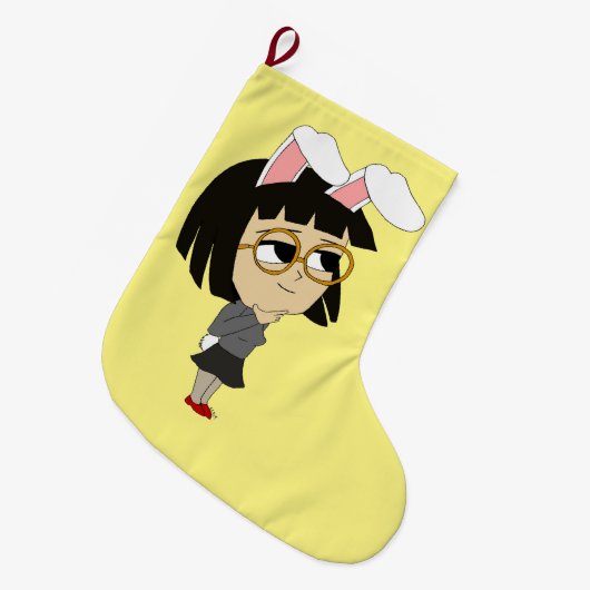 チビ（小さくかわいく書いた感じ） ラージクリスマスストッキング (正面 (吊り時))