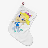 チビ（小さくかわいく書いた感じ） ラージクリスマスストッキング (正面 (吊り時))