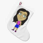 チビ（小さくかわいく書いた感じ） ラージクリスマスストッキング (正面 (吊り時))