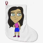 チビ（小さくかわいく書いた感じ） ラージクリスマスストッキング (正面)