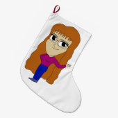 チビ（小さくかわいく書いた感じ） ラージクリスマスストッキング (正面 (吊り時))