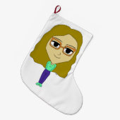 チビ（小さくかわいく書いた感じ） ラージクリスマスストッキング (正面 (吊り時))