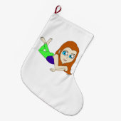 チビ（小さくかわいく書いた感じ） ラージクリスマスストッキング (正面 (吊り時))