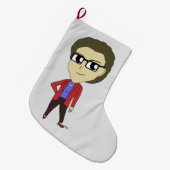 チビ（小さくかわいく書いた感じ） ラージクリスマスストッキング (正面 (吊り時))