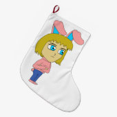 チビ（小さくかわいく書いた感じ） ラージクリスマスストッキング (正面 (吊り時))