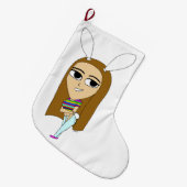 チビ（小さくかわいく書いた感じ） ラージクリスマスストッキング (正面 (吊り時))