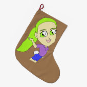 チビ（小さくかわいく書いた感じ） ラージクリスマスストッキング (正面 (吊り時))