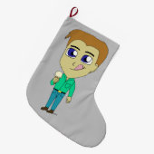 チビ（小さくかわいく書いた感じ） ラージクリスマスストッキング (正面 (吊り時))