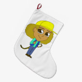 チビ（小さくかわいく書いた感じ） ラージクリスマスストッキング (正面 (吊り時))