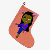 チビ（小さくかわいく書いた感じ） ラージクリスマスストッキング (正面 (吊り時))