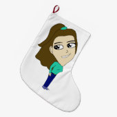 チビ（小さくかわいく書いた感じ） ラージクリスマスストッキング (正面 (吊り時))