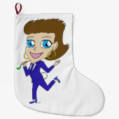 チビ（小さくかわいく書いた感じ） ラージクリスマスストッキング (正面)