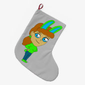 チビ（小さくかわいく書いた感じ） ラージクリスマスストッキング (正面 (吊り時))