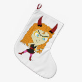 チビ（小さくかわいく書いた感じ） ラージクリスマスストッキング (正面 (吊り時))