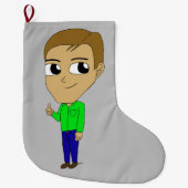 チビ（小さくかわいく書いた感じ） ラージクリスマスストッキング (正面)