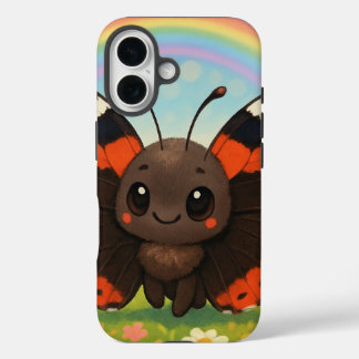 チビ（小さくかわいく書いた感じ）レッドアドミラルバタフライ iPhone 16ケース
