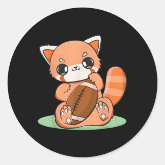 チビ（小さくかわいく書いた感じ）レッドパンダサッカースポーツアニメオタク ラウンドシール