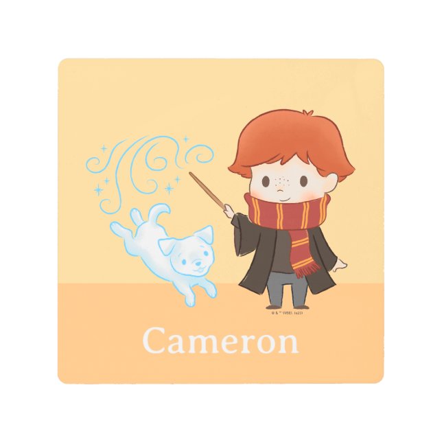 チビ（小さくかわいく書いた感じ）ロンヴァーズリーパトロナス メタルプリント (正面)