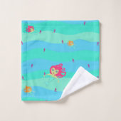 チビ(小さくかわいく書いた感じ)人魚とシーホースのタオルのセット バスタオルセット (ウォッシュタオル)