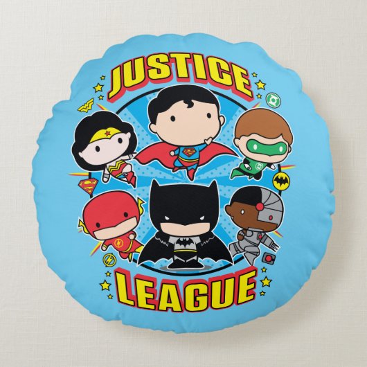 チビ(小さくかわいく書いた感じ)司法連盟 ラウンドクッション (正面)