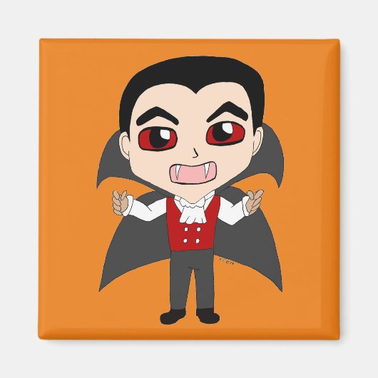 チビ（小さくかわいく書いた感じ）吸血鬼 マグネット (正面)