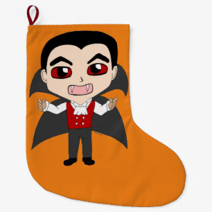 チビ(小さくかわいく書いた感じ)吸血鬼 ラージクリスマスストッキング