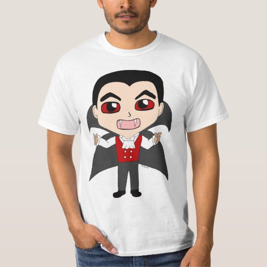 チビ（小さくかわいく書いた感じ）吸血鬼 Tシャツ (正面)