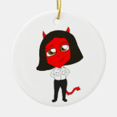 チビ(小さくかわいく書いた感じ)女 セラミックオーナメント (正面)