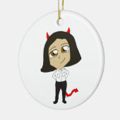 チビ(小さくかわいく書いた感じ)女 セラミックオーナメント (左)