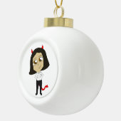 チビ（小さくかわいく書いた感じ）女 セラミックボールオーナメント (右)