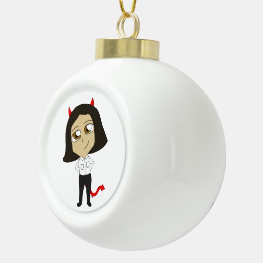 チビ（小さくかわいく書いた感じ）女 セラミックボールオーナメント (右)