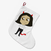 チビ（小さくかわいく書いた感じ）女 ラージクリスマスストッキング (正面 (吊り時))