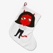 チビ（小さくかわいく書いた感じ）女 ラージクリスマスストッキング (正面 (吊り時))