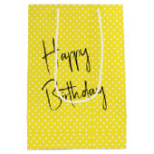 チビ（小さくかわいく書いた感じ）小さな女の子と黄色い花 ミディアムペーパーバッグ (裏面)