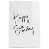 チビ（小さくかわいく書いた感じ）小さな女の子と黄色い花 ミディアムペーパーバッグ (裏面)