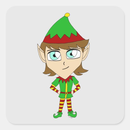 チビ（小さくかわいく書いた感じ）小妖精や小人スクエアシール スクエアシール (正面)