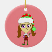 チビ（小さくかわいく書いた感じ）小妖精や小人 セラミックオーナメント (裏面)