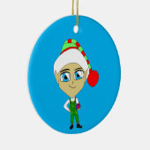 チビ（小さくかわいく書いた感じ）小妖精や小人 セラミックオーナメント (右)