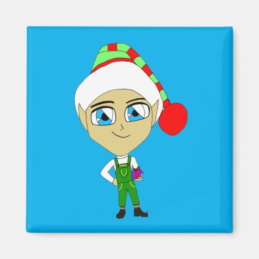 チビ（小さくかわいく書いた感じ）小妖精や小人 マグネット (正面)