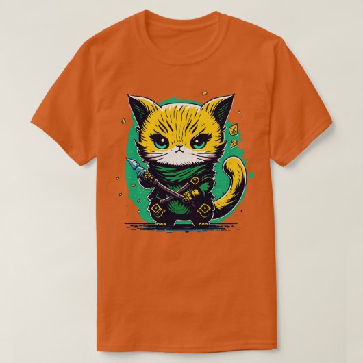 チビ（小さくかわいく書いた感じ）忍者マンチキンキャット Tシャツ (デザイン正面)