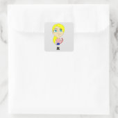 チビ（小さくかわいく書いた感じ）「悪い」女の子 スクエアシール (バッグ)